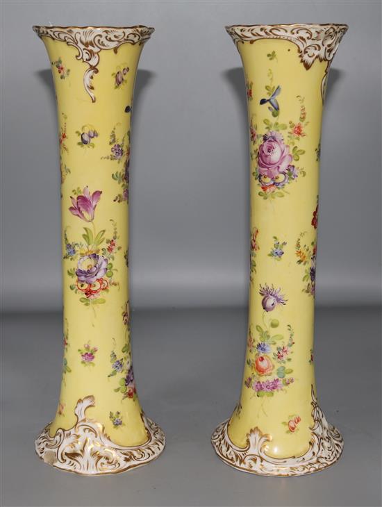 A pair of Dresden tall vases 37cm